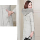 Women's Solid Color Embroidered Down Jacket Mid-length Korean Style Loose Thick Coat Warm Cotton Coat Large Fur Collar Winter Quilted Jacket