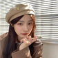Ladies Beret Hat Vintage Woolen Retro Metal Heart Painter Hat Solid Sweet Cute All-match Beret Cap High Quality Beanies Cap