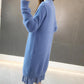 Long Faux Mink Fleece Sweater Winter Bottoming Sweater Thick Warm Knitted Lace Stitching Mohair Sweater Dress