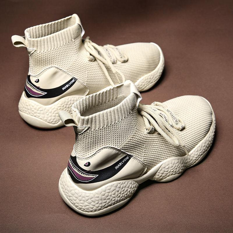 Casual Running Shoes Korean Style Trendy All-match Shoes Men's High Top Sneakers