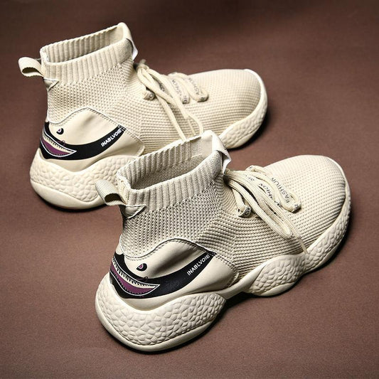 Casual Running Shoes Korean Style Trendy All-match Shoes Men's High Top Sneakers