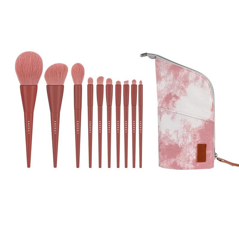 10pcs Makeup Set Brush Eye Shadow Loose Powder Eyebrow Brush Foundation Blush Brush Full Set of Brushes Super Soft