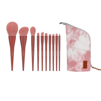 10pcs Makeup Set Brush Eye Shadow Loose Powder Eyebrow Brush Foundation Blush Brush Full Set of Brushes Super Soft
