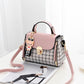 Crossbody Bag Ladies Black PU Leather Waterproof Large Capacity Lattice Bear Handbag Shoulder Bags