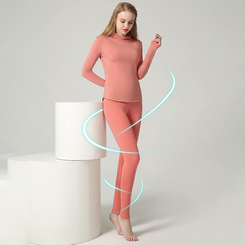 Women Long Sleeve Thermal Underwear Women Winter Thicken Tight Suit Sexy Pajamas Autumn Spring Windproof Soft Lining Comfortable Breathable Versatile