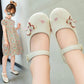 Girl's Soft Soled Beads and Butterflies Decoration Breathable Single Shoes Girls' Non Slip Solid Color Princess Shoes