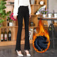 Autumn and Winter Thick Lace Flared Leggings Women's Stretch Outer Wear Plus Velvet Thick Slim Nine-point Mother Trousers