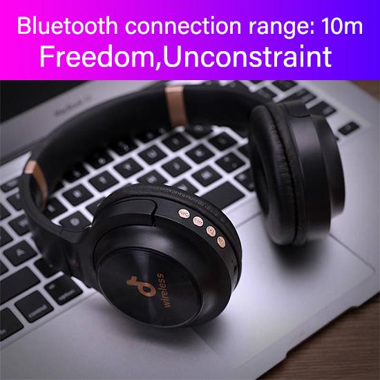 Wireless Headset Bluetooth Stereo Over Ear Foldable Headphone with Mic Soft Protein Padding Flexible