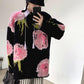 Women's Sweater Loose Outer Wear Autumn  Winter Casual Retro Jacquard Mid-length Pullover Knit Top