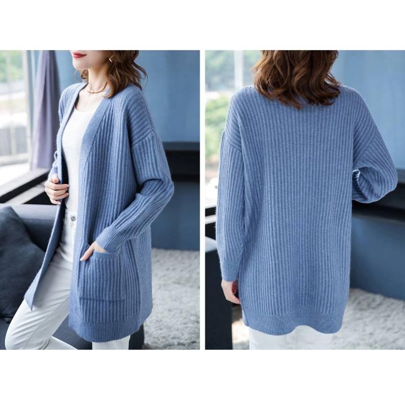 Knit Coat Trend Wild Woman Clothing Cardigan Sweater Women Loose Mid-length Sweater