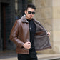 Winter leather men's fur one plus velvet thick jacket large size long-sleeved jacket men's clothing