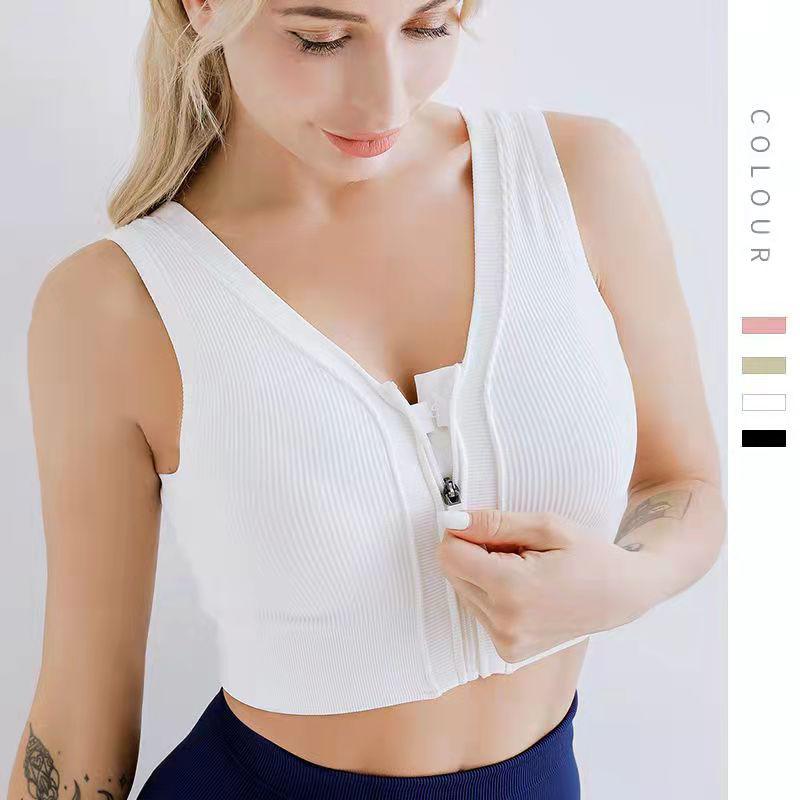 Zip-up Bra Sports Bra Women's Shock-proof Gather Anti-sag Vest Gym Fitness Bra Quick-dry Yoga Bra Wear Gym Vest Push Up Bra Top