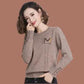 Spring  Autumn Round Neck Pullover Women's Short Loose Thin Long-sleeved Knitted Bottoming Shirt  Outer Wear