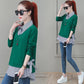 Cotton Plus Size Fake Two-piece Blouse Fall Loose Long Sleeve Sweater Women