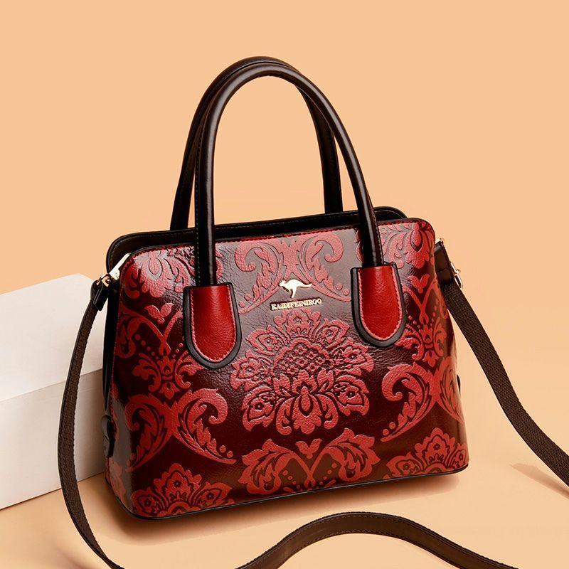 Elegant Ladies Bag Shoulder Messenger Bag Fashion Large Capacity Handheld Leather Texture Shopping Bag
