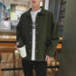 Solid Color Cotton Lapel Work Jacket Men's Loose Korean Style Trend All Match Casual Cardigan Jacket Sweatshirt