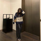 Autumn and Winter Loose Sweater Women's Fashion Wild Diamond-shaped Jacquard Pullover Top