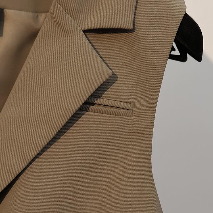 High-end Dress Suit Women Autumn New All-match Suit Vest Women + Mid-length Pleated Skirt Two-piece A-line Bottoming Long Skirt Vest Suit