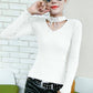 Pofulove Sexy Hollow Out Lace Up Turtleneck Knitwear High Elasticity Skin-friendly Pullover Sweater