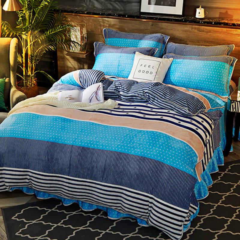 4pcs Home Textiles Quilt Cover Winter Lace Bedding Set Soft Warm Queen/king Duvet Cover