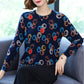 Autumn and Winter Printing Bottoming Shirt Women's Plus Size Casual Sweater Fashion Round Neck Printed Sweater