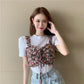 Summer Korean Version  The White Simple Short-sleeved T-shirt Plus Sweet Floral Sling Two-piece Jacket Women