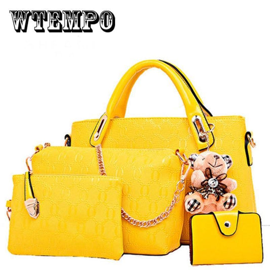 Four-piece fashion embossed handbags cartoon bear trend shoulder bag diagonal bag versatile handbag
