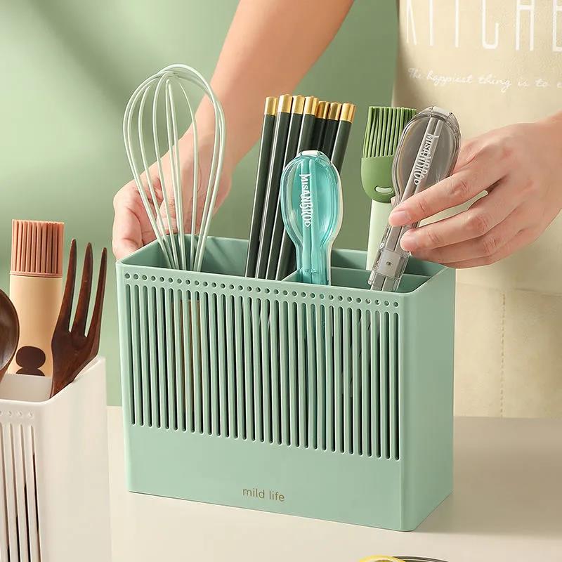 Chopstick Holder Wall-mounted Non-perforated Household Kitchen Drain Chopstick Bucket Chopstick Basket Chopstick Cage Tableware Storage Box