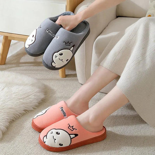 Slippers Women Winter Cotton Shoes Cute Pink Bear Thick Fleece Warm Men Plus Size Home Indoor Casual Slippers