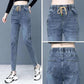Stretch High Waist Jeans Harem Pants Women's Feet Pants Spring and Autumn Elastic Waist Casual Loose Slim Long Pants