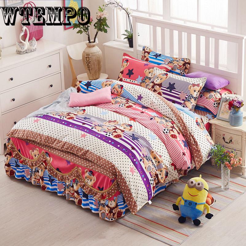 Cotton Bed Skirt Bed Flat Fitted Sheet Bedding Bed Sets Geometric Pattern Queen King Size