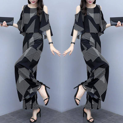 Suit Women Summer Two-piece Trousers Loose Floral Blouse Wide-leg Pants Casual Suit Temperament Elegant Sweet Cute Chiffon Suit