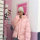 Loose Plus Size Women's Hooded Pink Cotton Jacket Winter Solid Color Short Down Padded Jacket Thick Warm Jacket