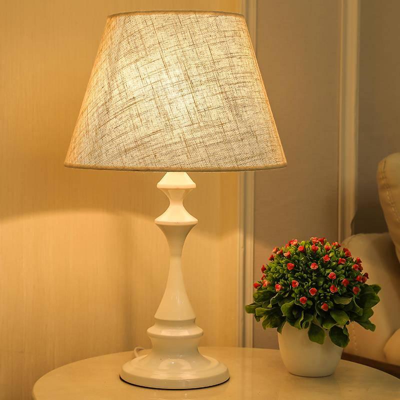 LED Table Lamp for Bedroom Living Room Modern Linen Bedside Lamp Dimmable Table Lamps Night Light
