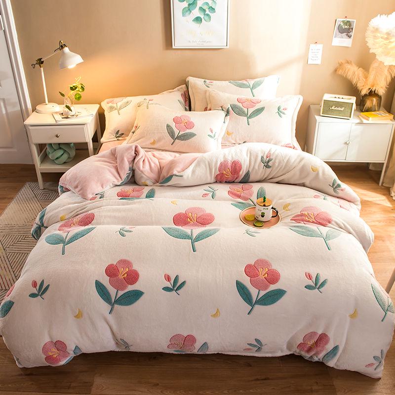 WTEMPO Bedding Set Winter Plush Duvet Cover Sheet Bed Cover Queen King Size Beddings for Family