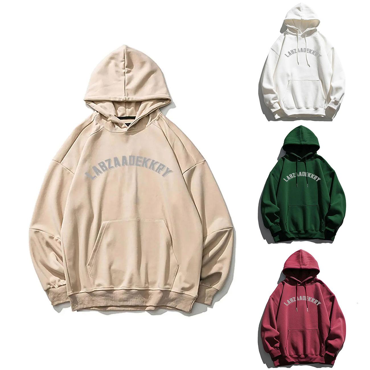 Couple's Sweater Ring Letter Printing Women's Spring and Autumn Solid Color Long-sleeved Pullover Sweatshirts Loose Couple's Top Casual Hooded Sweater