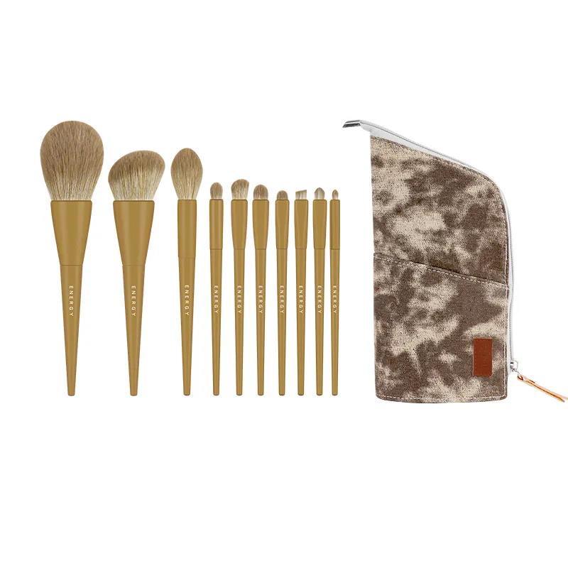 10pcs Makeup Set Brush Eye Shadow Loose Powder Eyebrow Brush Foundation Blush Brush Full Set of Brushes Super Soft