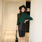 High Waist Hip Leather Skirt Women's Spring Slim Split Skirt Leather Skirt Skinny Tight Straight Knee Length Office PU Half Skirt