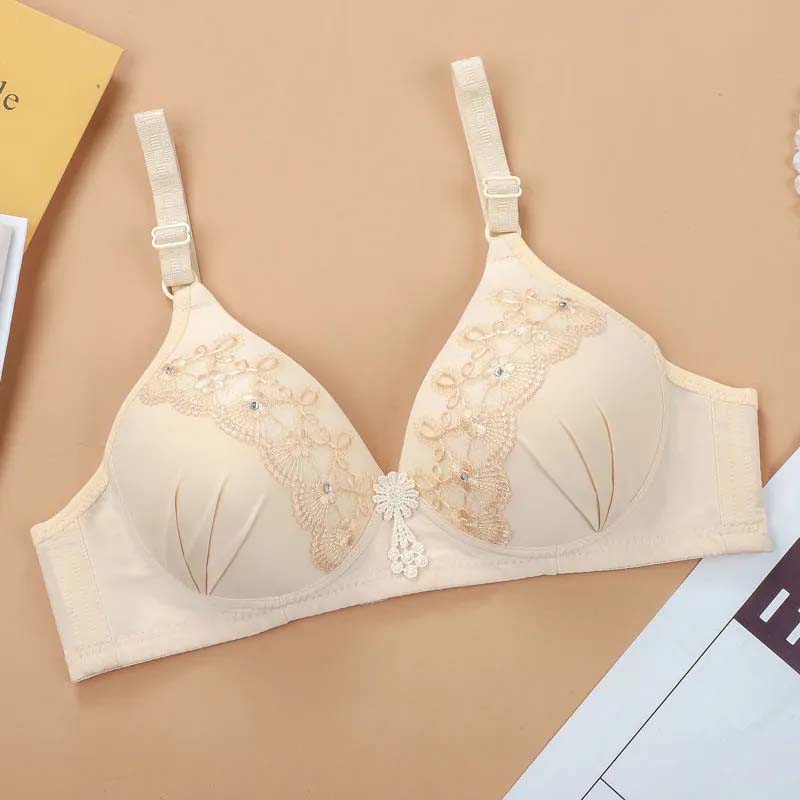Thin Large Size No Steel Ring Bra Embroidered Underwear Push Up Adjustable Sexy Comfortable Bra