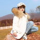 Children's Down Jackets Girls Western Style Mid-length Big Children's Winter Thick White Duck Down Hooded Warm Jacket with Fur Collar
