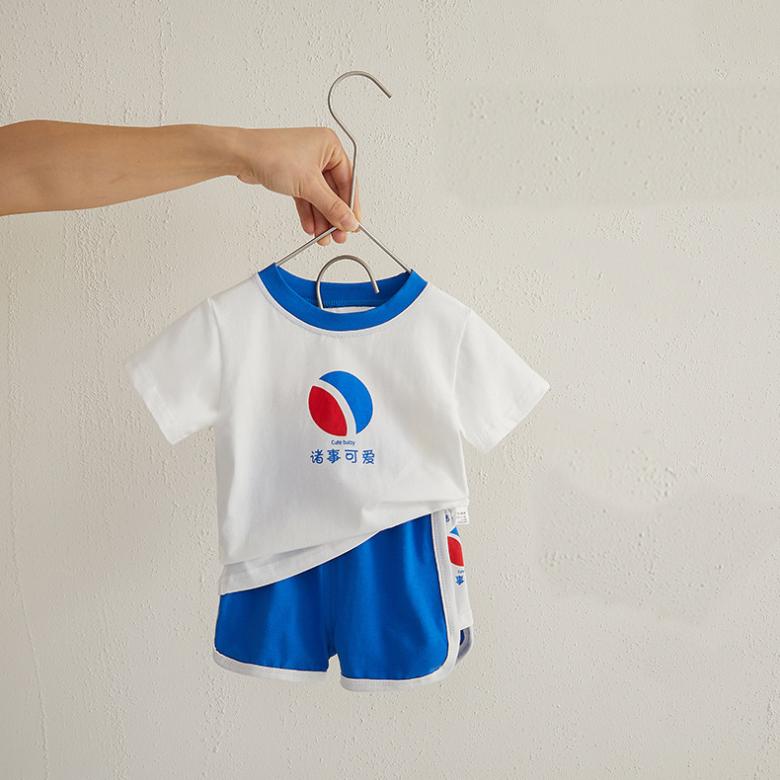 Kids Baby Girl and Boy Clothes Set Tops Solid Cartoon Short Sleeve Shirt Crop Pants Summer Casual Outfit Suit Girl and Boy 0-4Y