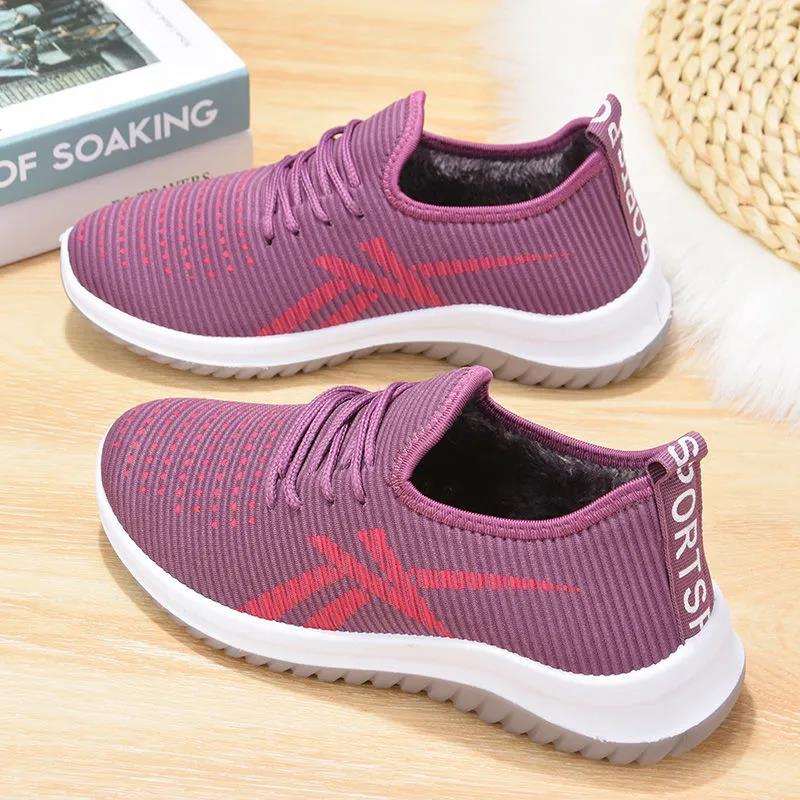 Winter Cotton Shoes Women's Fleece Thickened Non-slip Rubber Sole Casual Cotton Boots