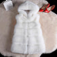 Faux Fur Vest Women's Mid-length Autumn and Winter New Style Hooded Thick Warm Fur Vest Stitching Jacket Women's Comfort and Softness