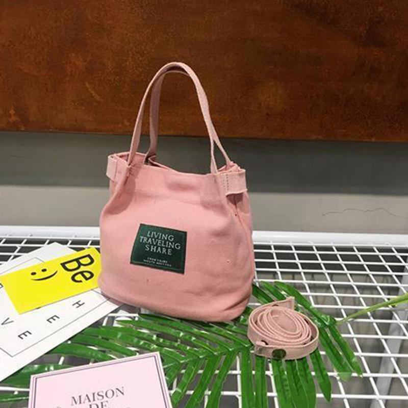 Korean Version of Literary and Artistic Leisure One-shoulder Canvas Bag Female Bag Mini Mummy Bag Small Fresh Bucket Bag