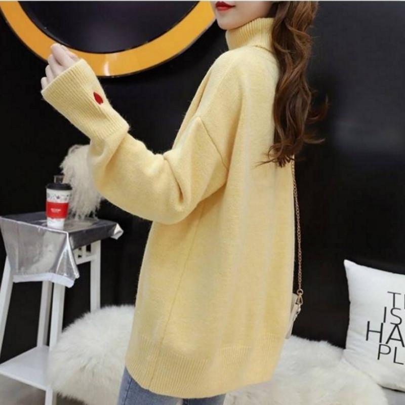 Pofulove Pullover Loose Small Fresh Winter Net Red Turtleneck Knit Bottoming Shirt Wild Western Top