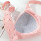 Large Size No Steel Ring Large Cup Thin Cup Full Cup Simple Style Printed Back Three-Row Buckle Adjustable Side Closure Anti-Sagging Bra