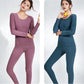 Women Long Sleeve Thermal Underwear Winter Thicken Tight Suit Sexy Pajamas Autumn Windproof High Elasticity Slim Body Comfortable Breathable Versatile