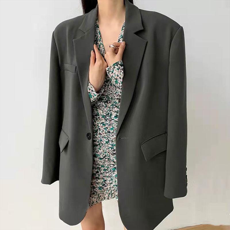 Suit Jacket Women's Spring and Autumn All-match High Street Design Elegant Suit Black Blazer Coat Casual Jacket Mid-length Top Coat