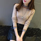 Women's Knitted Bottoming Shirt Autumn Winter All-match Elastic Slim Pullover Round Neck Jumper Top
