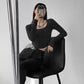 Long-sleeved T-shirt Women's Slim Bottoming Shirt with Short Tops In Spring and Autumn New Fashion